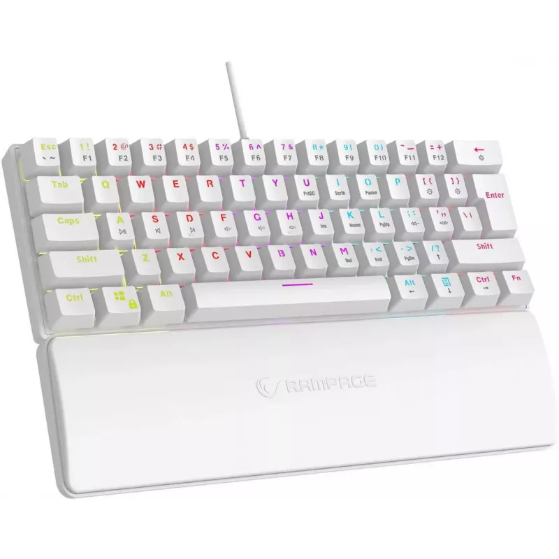 Rampage PLOWERK60 Blue Switch White Mechaninė Gaming Klaviatūra 60% RGB USB-C
