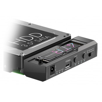 IcyBox IB-2911MSCL-CU31 Docking ir klonavimo stotelė M.2 NVMe ir 2,5/3,5 colio SATA HDD/SSD