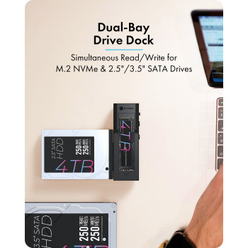 IcyBox IB-2911MSCL-CU31 Docking ir klonavimo stotelė M.2 NVMe ir 2,5/3,5 colio SATA HDD/SSD
