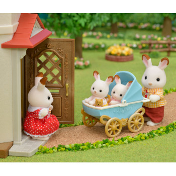 EPOCH Sylvanian Families Šokoladiniai triušiai dvynukai su vežimėliu