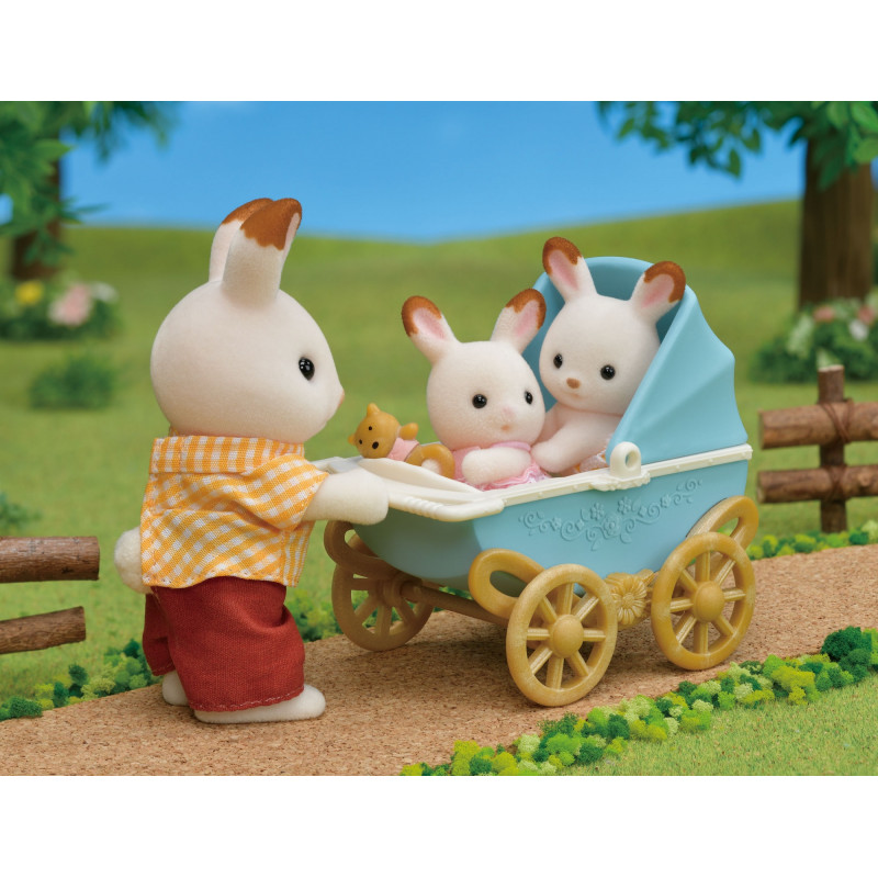 EPOCH Sylvanian Families Šokoladiniai triušiai dvynukai su vežimėliu