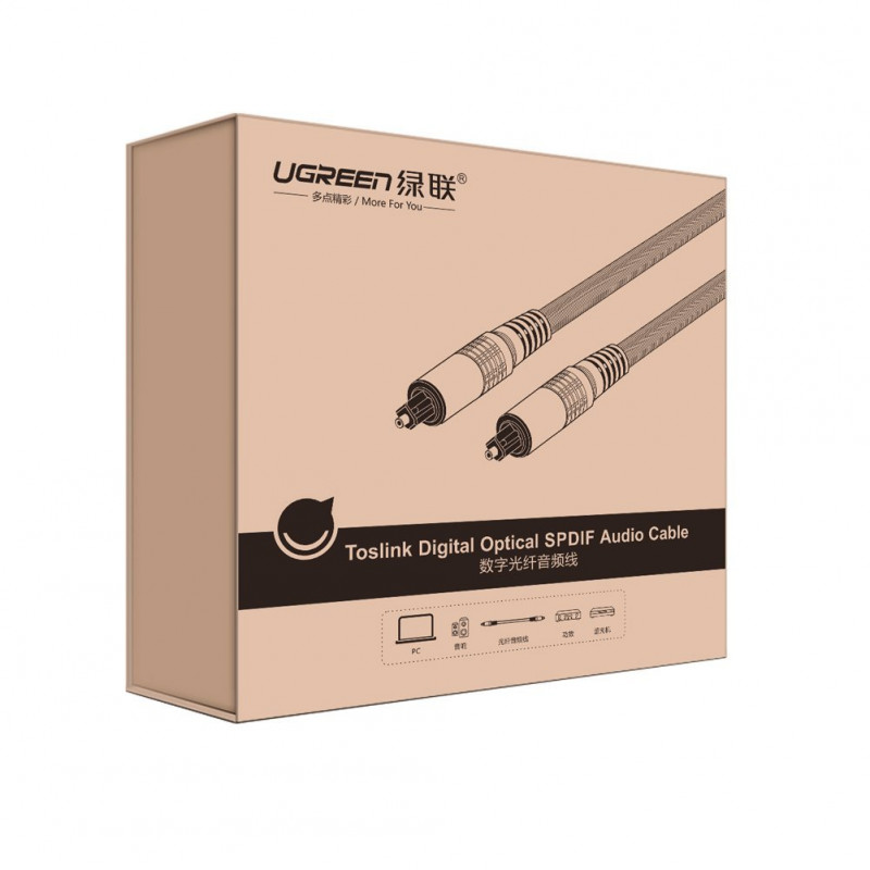 UGREEN Toslink skaitmeninis optinis garso kabelis, pintas aliuminis, 1 m pilkas