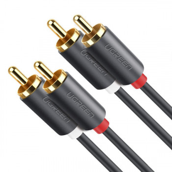 UGREEN AV104 2x RCA vyriškas į 2x RCA vyrišką garso kabelis 2m juodos spalvos