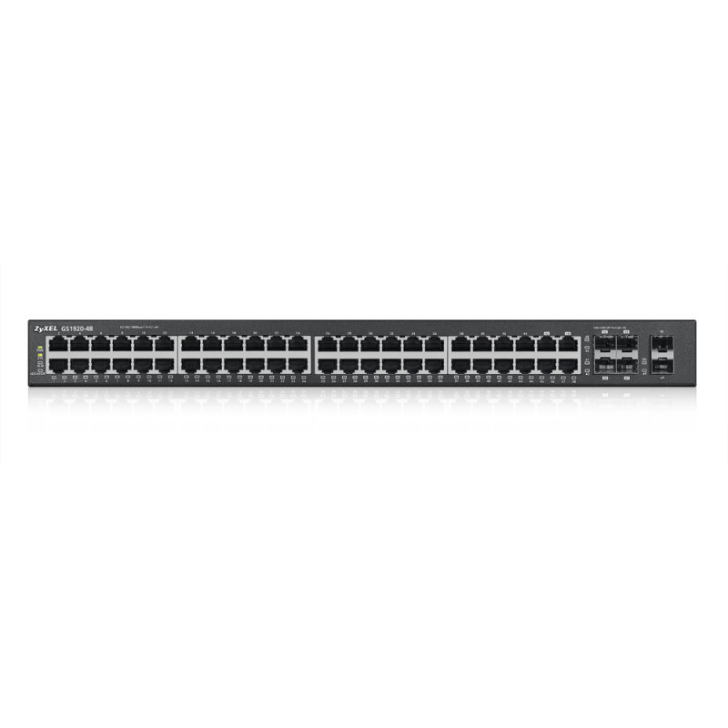 ZyXEL GS1920-48 48 prievadų Gigabit išmanusis valdomas komutatorius su 4 SFP uplinkais ir PoE+ (375W)