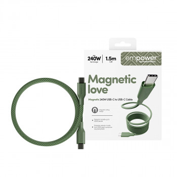 PanzerGlass empower Magnetic 240W USB-C į USB-C laidas, 1,5 m, žalias