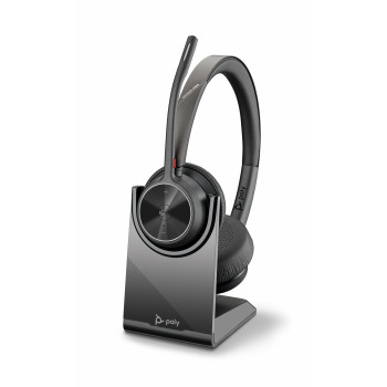 Plantronics Voyager 4320 UC belaidė Bluetooth ausinė su įkrovimo stovu, USB-A adapteriu, Microsoft Teams sertifikuota, juoda