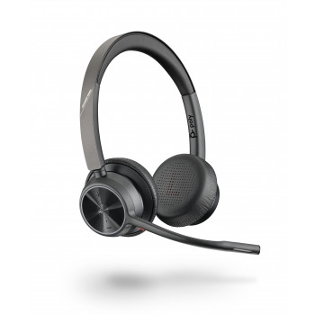 Plantronics Voyager 4320 UC belaidė Bluetooth ausinė su įkrovimo stovu, USB-A adapteriu, Microsoft Teams sertifikuota, juoda