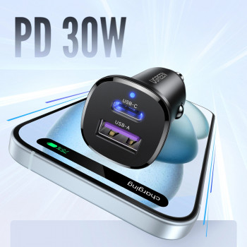 UGREEN EC305 30W sieninis USB-C + USB-A įkroviklis PD 3.0 PPS Quick Charge 3.0 juodas