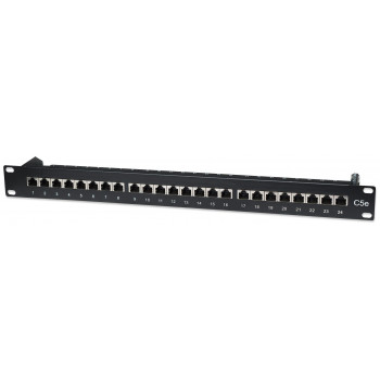 Intellinet 513487 24 prievadų Cat5e STP 1U stelažinis skydelis, juodas
