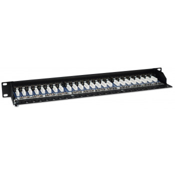 Intellinet 513487 24 prievadų Cat5e STP 1U stelažinis skydelis, juodas