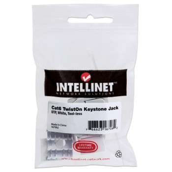 Intellinet 167062 Cat6 UTP Keystone lizdas, be įrankių, baltas