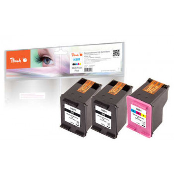 Peach PI300-563 suderinamos rašalo kasetės 3 vnt. juoda, žydra, rausvai raudona, geltona, skirta HP DeskJet 1000, 1010, 1050, 1050A, 1055, 1510 ir kt.