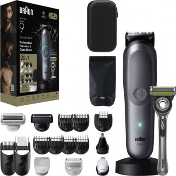 Braun AIO 9540 All-in-One Style Kit, šlapias ir sausas elektrinis skustuvas ir trimeris, 60 min veikimo, 7 priedai, juodas