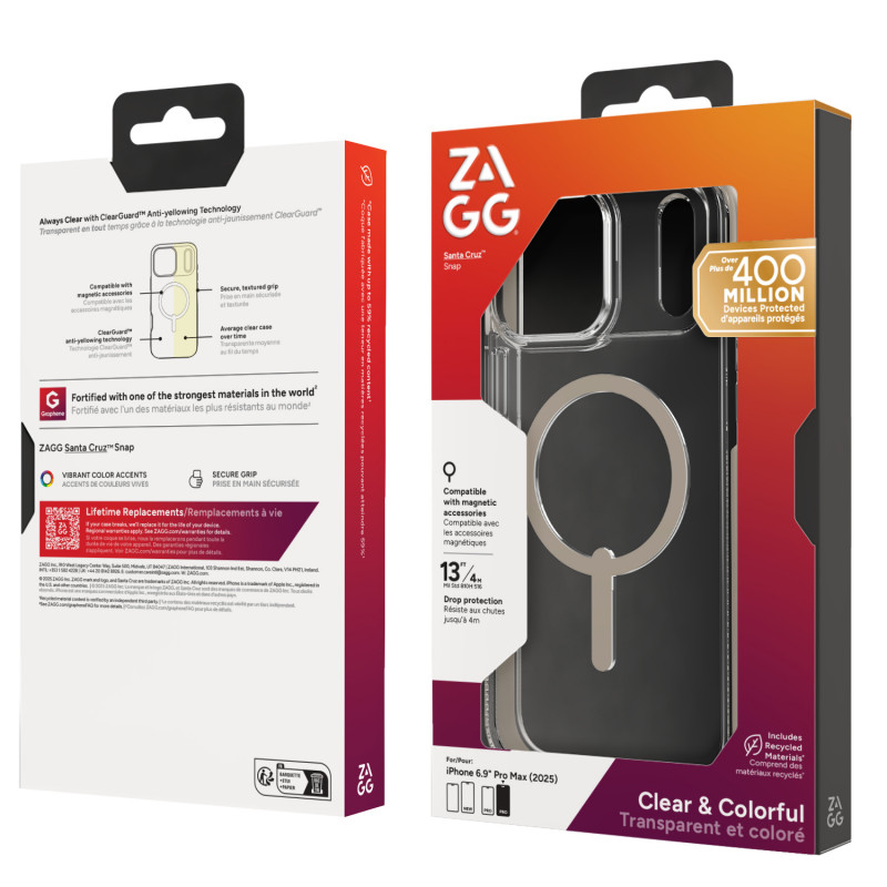 ZAGG Santa Cruz Snap dėklas, skirtas iPhone 17 Pro Max - Titanium