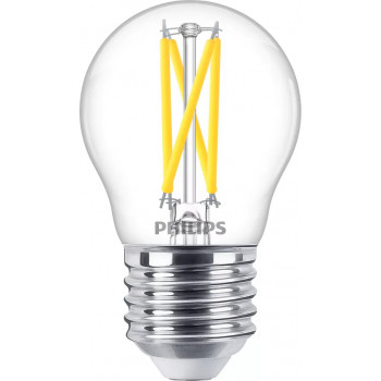 Philips LED Classic WarmGlow P45 skaidri, pritemdoma E27 2.3W 250lm 2200-2700K
