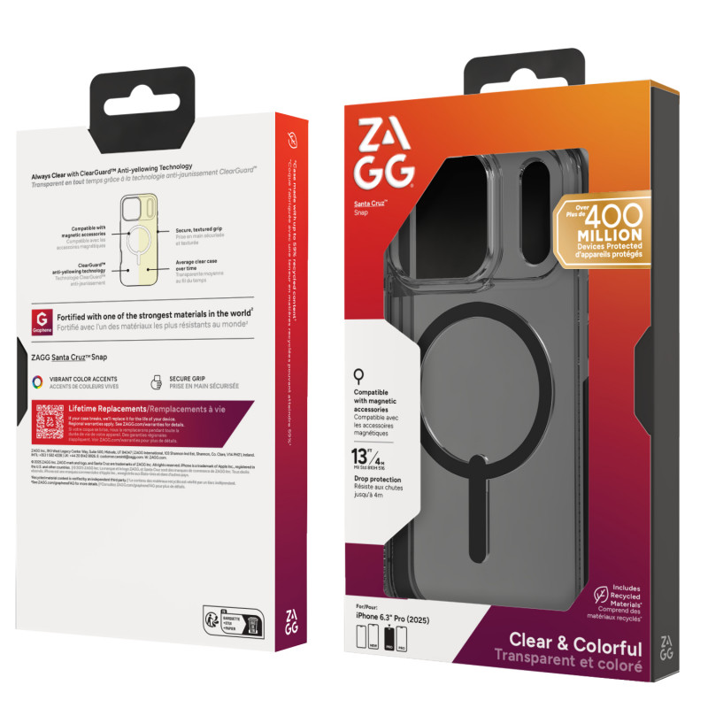 ZAGG Santa Cruz Snap iPhone 17 Pro dėklas - Vidurnakčio juoda