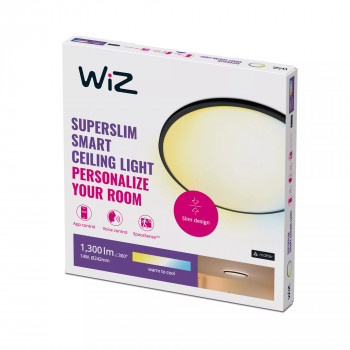 Signify WiZ Super Slim lubinis šviestuvas, reguliuojama balta ir spalvota šviesa, 14W, juodas
