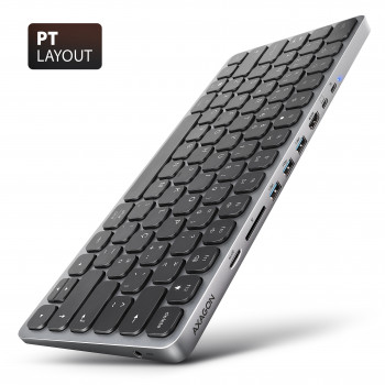 AXAGON HMC-KB-PT USB-C 5Gbps klaviatūra (PT) 9-in-1 hubas