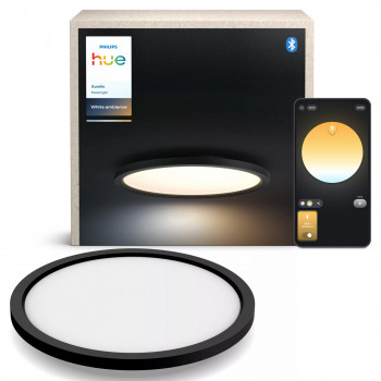 Philips Hue Aurelle apvalus lubinis šviestuvas juodos spalvos - išmanus LED lubinis šviestuvas, White Ambiance, 2200 lm, Bluetooth ir Zigbee