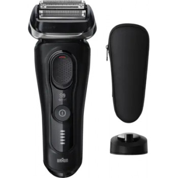 Braun Series 9 Sport 9110s elektrinė skustuvė - Wet & Dry, SyncroSonic technologija, 5 skutimo elementai, 60 min veikimo laikas, LED ekranas, precizinis trimeris, juoda/pilka