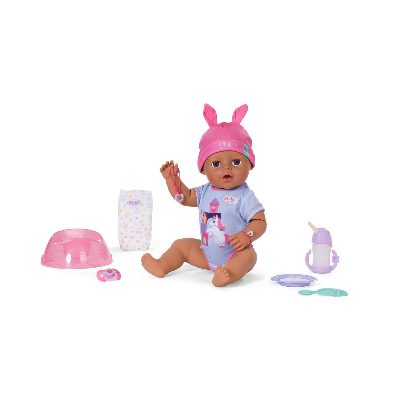 ZAPF CREATION BABY born Eva Click & Play 43 cm lėlė su šviesiais plaukais ir mėlynomis akimis