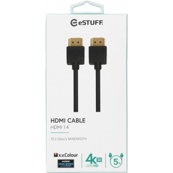 ESTUFF HDMI 1.4 High Speed kabelis su Ethernet 5m 4K 3D ARC juodas