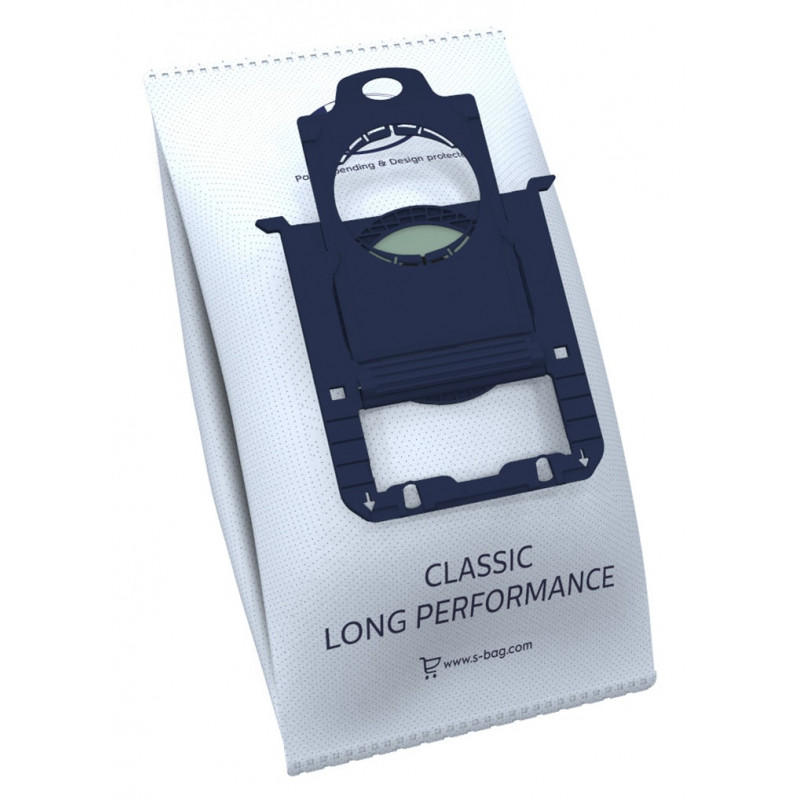 AEG GR201SM s-bag Classic Long Performance dulkių siurblio maišeliai, 8 vnt., mėlyni/balti, VX4 serijai 900 168 824