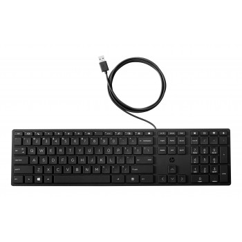 HP Desktop 320K laidinė USB klaviatūra – belgų AZERTY išdėstymas, juoda, pilno dydžio su skaičių klaviatūra, atspari išsiliejimui, skirta thin client ir staliniams kompiuteriams (9SR37AA#AC0)