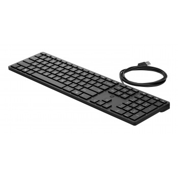HP Desktop 320K laidinė USB klaviatūra – belgų AZERTY išdėstymas, juoda, pilno dydžio su skaičių klaviatūra, atspari išsiliejimui, skirta thin client ir staliniams kompiuteriams (9SR37AA#AC0)