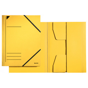 LEITZ elastinė aplankas DIN A4, kartonas 320 gsm, geltonas, 3 pilnai klijuoti atvartai 3981-00-15