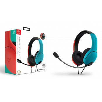 PDP Gaming LVL40 laidinės stereo žaidimų ausinės Nintendo Switch, mėlynos/raudonos
