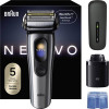 Braun NEVO 17000cc elektrinė skustuvė su Clean&Charge stotimi, 5 režimai, 360° galvutė, chromas/sidabras 349659