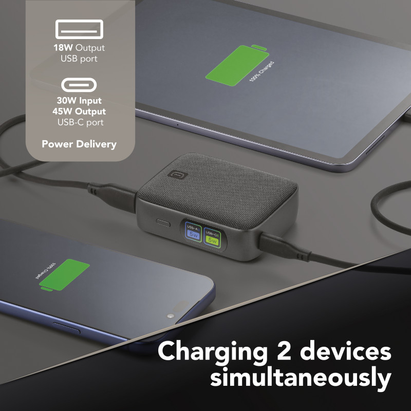Cellularline Powerview IQ nešiojamas įkroviklis (power bank) 10000 mAh, 45 W, USB-C / USB-A, IQ ekranas 61435