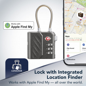Cellularline TRACY LOCK išmanusis pakabinamas užraktas su Bluetooth sekikliu per Apple Find My, juodas 61302