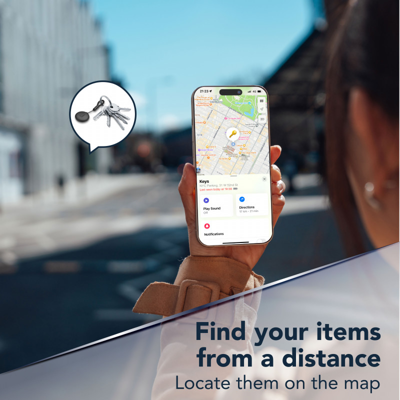 Cellularline TRACY TAG Bluetooth sekiklis, skirtas Apple Find My, baltas 60997