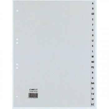 REXEL HETZEL A4 A-Z registro skirtukas, 20 skyriklų, polipropilenas, pilkas, 80-80-80 mm perforacija 25240481