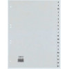 REXEL HETZEL A4 A-Z registro skirtukas, 20 skyriklų, polipropilenas, pilkas, 80-80-80 mm perforacija 25240481