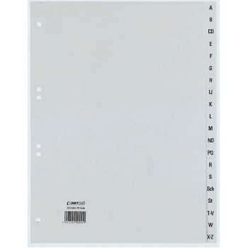 REXEL HETZEL A4 A-Z registro skirtukas, 20 skyriklų, polipropilenas, pilkas, 80-80-80 mm perforacija 25240481
