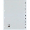 REXEL HETZEL A4 A-Z registro skirtukas, 20 skyriklų, polipropilenas, pilkas, 80-80-80 mm perforacija 25240481
