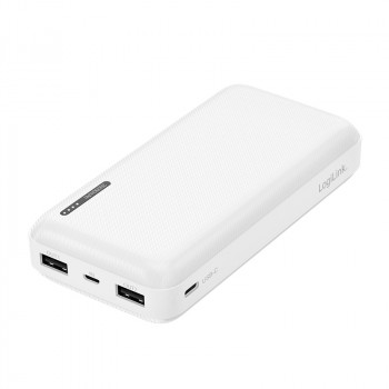 LogiLink PA0323W nešiojamas įkroviklis (power bank) 20000 mAh, baltas - 2x USB-A, 1x USB-C, 20W PD