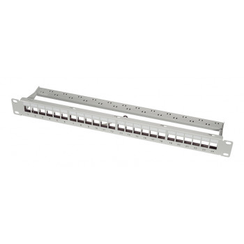 LogiLink NK4073 19 colių Keystone patch panelis, 24 prievadų, ekranuotas, šviesiai pilkas (RAL7035), 1U, iki 24 Keystone modulių, 1 vnt.