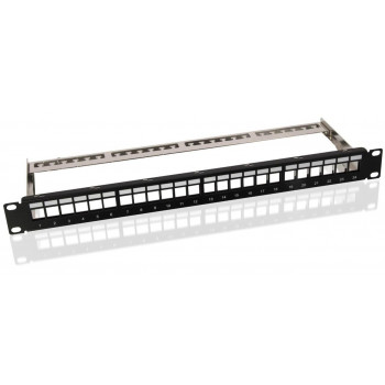 Microconnect PP-027 24 prievadų Cat6 UTP pach panelė, 1U montavimui stove, juoda