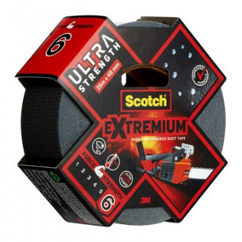 3M Extremium juoda armuota juosta 48 mm x 25 m, 6 ritinėliai - atspari vandeniui ir UV spinduliuotei remonto juosta 7100205699