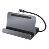 LogiLink UA0408 USB-C dokinimo stotis su planšetinio kompiuterio laikikliu, HDMI 4K@60Hz, 100W PD, Gigabit Ethernet, sidabrinė
