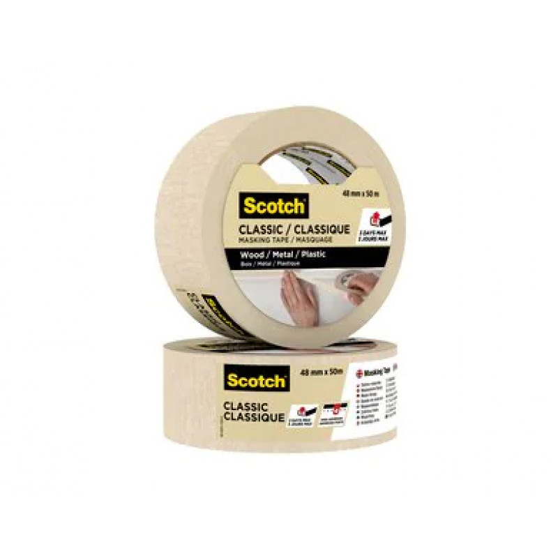 3M Classic 2000 dažytojo maskavimo juosta, smėlio spalvos, 48 mm x 50 m, PEFC sertifikuota (CLASSIC-4850 PEFC)