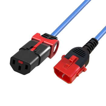 ACT Powercord C13 - C14 Dual IEC LOCK maitinimo kabelis, mėlynas, 3 m (AK5520)