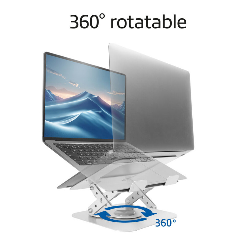 ACT nešiojamojo kompiuterio stovas 360° pasukamas, be pakopų reguliuojamas aukštis, ACT Essentials (AC8136)