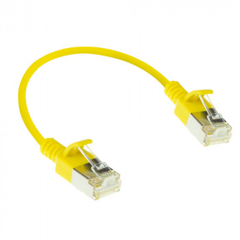 ACT DC7830 geltonas 0,15 m LSZH U/FTP CAT6A datacenter slimline patch kabelis su snagless RJ45