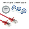 ACT Raudonas 0.25m LSZH S/FTP CAT6A plonas komutacinis kabelis be užkabinimo su RJ45 jungtimis (DB7552)