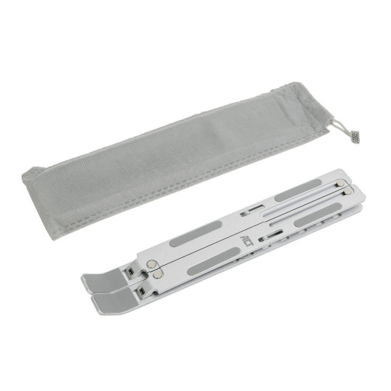 ACT Foldable Laptop Stand, 7 pakopų reguliuojamo aukščio, aliuminis, sidabrinis, ACT Essentials (AC8121)
